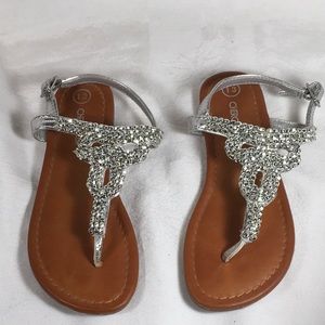 Cherokee toddler girl silver sandals size 13 strap
